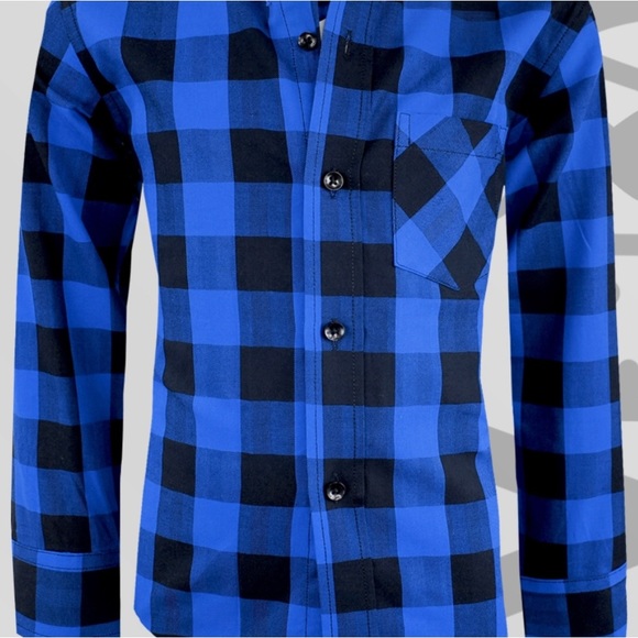 Blue Checked Unisex Flannel - Picture 4 of 5